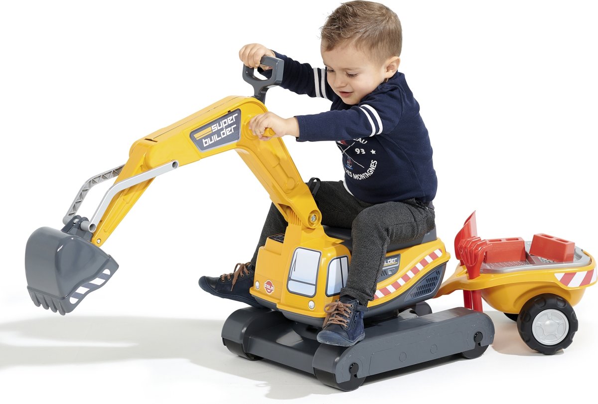 FALK Super Builder grävmaskin med vagn, gul