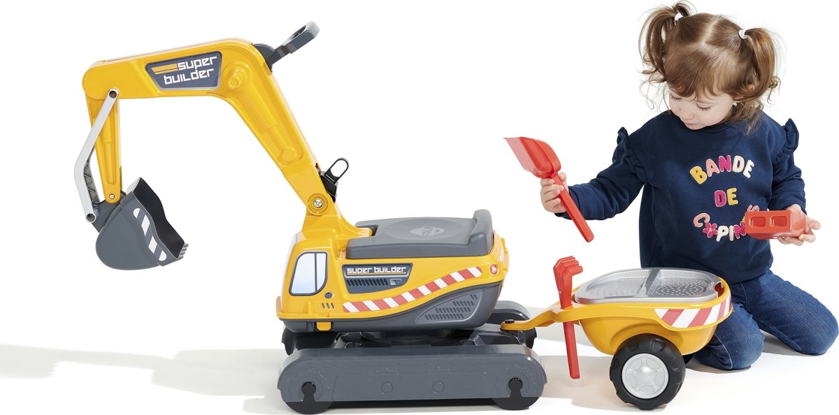 FALK Super Builder grävmaskin med vagn, gul