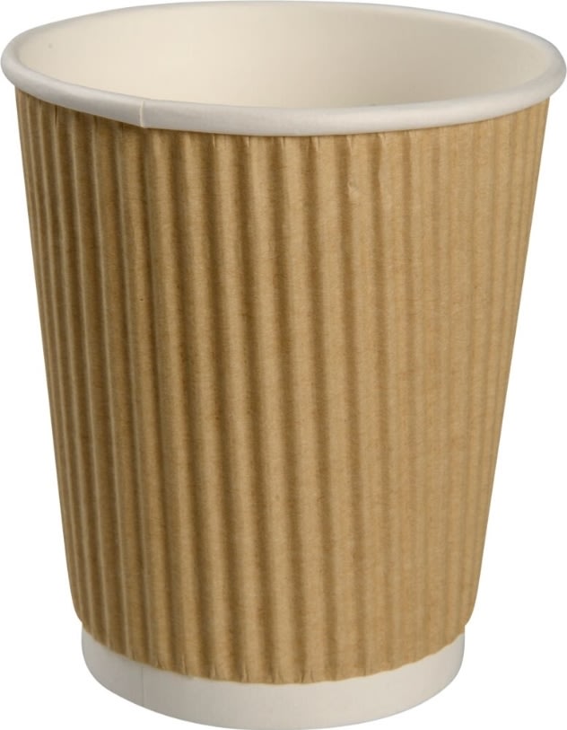 Pappersmugg, räfflat, brunt, 24 cl, 25 st.