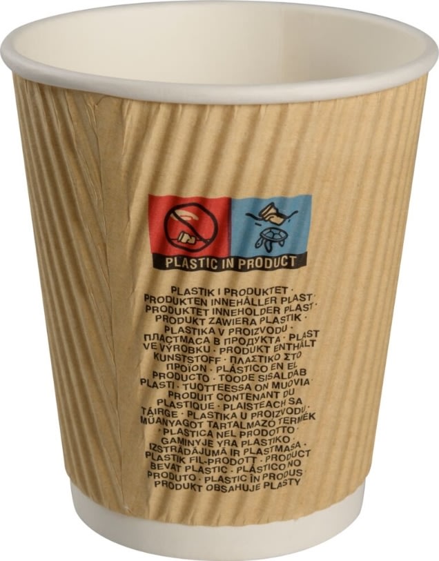 Pappersmugg, räfflat, brunt, 24 cl, 25 st.