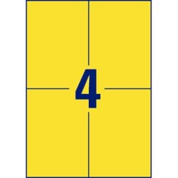 Avery 3459 färgade etiketter, 105x148 mm, gul