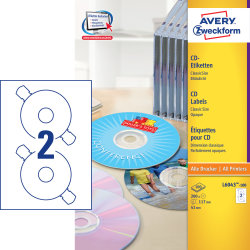 Avery L6043-100 CD-etiketter, 117 mm, bläckstråle/