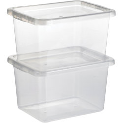 Basic plastlåda inkl. lock, 13 liter, klar