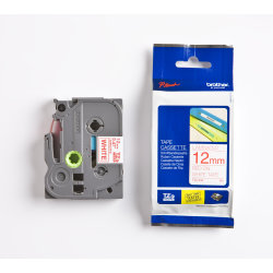 Brother TZe-232 etikettape, 12 mm, röd på vit