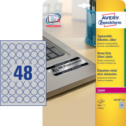 Avery L6129-20 runda, slitstarka etiketter, 30 mm,