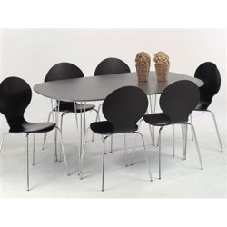 Comfort Classic matsalsset med 6 stolar svart/krom