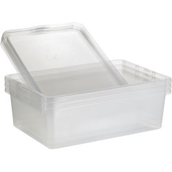 Basic plastlåda inkl. lock, 25 liter, klar