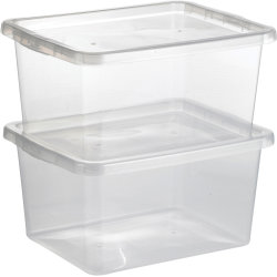 Basic plastlåda inkl. lock, 18 liter, klar