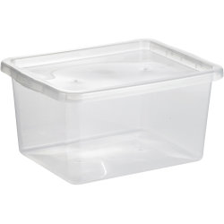 Basic plastlåda inkl. lock, 18 liter, klar