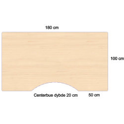 Skrivbord Steady Höj/Sänk 180 cm M. maguttag Lönn
