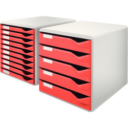 Leitz förvaringsbox med 5 lådor, röd