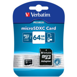 Verbatim 64 GB microSDHC class 10 med adapter