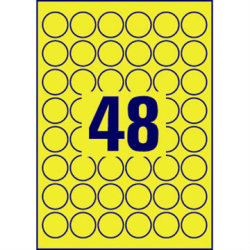 Avery L6128-20 runde stærke etiketter, 30 mm, gul