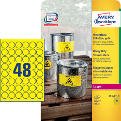 Avery L6128-20 runda, slitstarka etiketter, 30 mm,