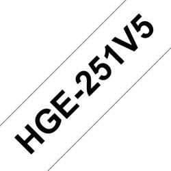 Brother HGe251V5 etikettape, 24 mm, svart på vit