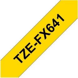 Brother TZe-FX641 labeltape 18mm, sort på gul