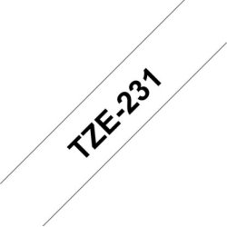 Brother TZe-231 etikettape, 12 mm, svart på vit