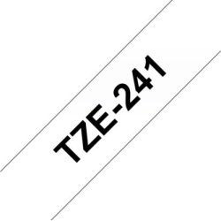 Brother TZe-241 etikettape, 18 mm, svart på vit