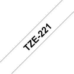 Brother TZe-221 etikettape, 9 mm, svart på vit