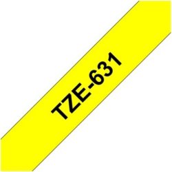 Brother TZe-631 etikettape, 12 mm, svart på gul