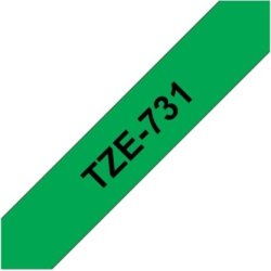 Brother TZe-731 labeltape 12mm, sort på grøn