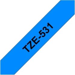 Brother TZe-531 labeltape 12mm, sort på blå
