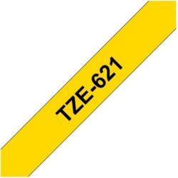 Brother TZe-621 labeltape 9mm, sort på gul
