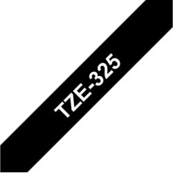 Brother TZe-325 labeltape 9mm, hvid på sort