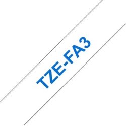 Brother TZe-FA3 stoftape 12mm, blå på hvid