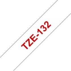 Brother TZe-132 labeltape 12mm, rød på klar