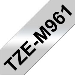 Brother TZe-M961 labeltape 36mm, sort på mat sølv