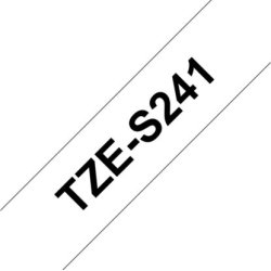 Brother TZe-S241 labeltape 18mm, sort på hvid