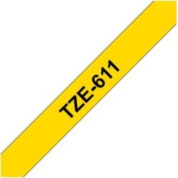 Brother TZe-611 labeltape 6mm, sort på gul