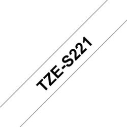 Brother TZe-S221 ekstra klæb, 9 mm, sort på hvid
