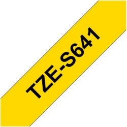 Brother TZe-S641 labeltape 18mm, sort på gul