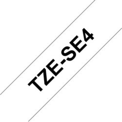 Brother TZe-SE4 labeltape 18mm, sort på hvid