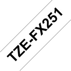 Brother TZe-FX251 labeltape 24mm, sort på hvid