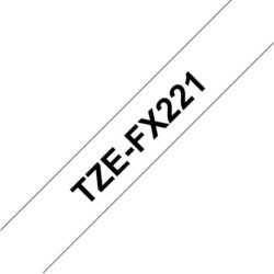 Brother TZe-FX221 labeltape 9mm, sort på hvid