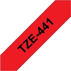 Brother TZe-441 labeltape 18mm, sort på rød