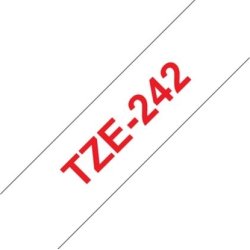 Brother TZe-242 etikettape, 18 mm, röd på vit