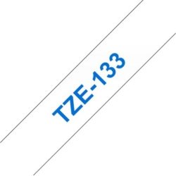 Brother TZe-133 labeltape 12mm, blå på klar