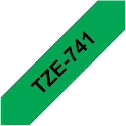 Brother TZe-741 labeltape 18mm, sort på grøn