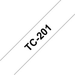 Brother TC-201 labeltape 12mm, sort på hvid