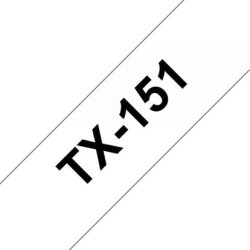 Brother TX-151 etikettape, 24 mm, svart på genomsk