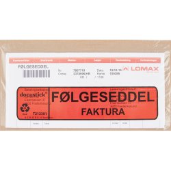 Følgeseddelslomme Følg./Fakt., C65, 1000 stk.