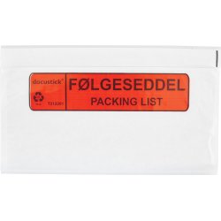 Följesedelsficka, “Följesedel/Packing list”, C65,