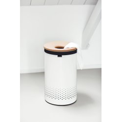 Tvättkorg Brabantia 60 L Vit med korklock