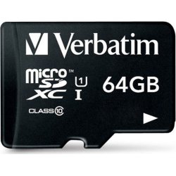 Verbatim 64 GB microSDHC class 10 med adapter