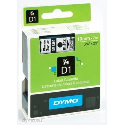 Dymo D1 labeltape 19mm, sort på klar