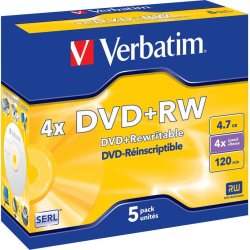 Verbatim DVD+RW 4,7 GB, Jewel Case, 5 st.